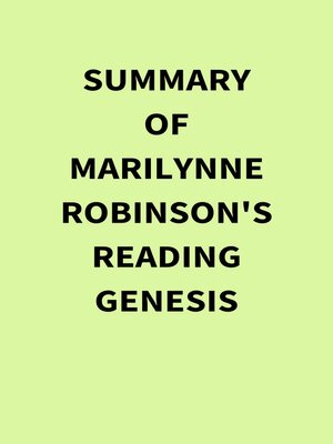 cover image of Summary of Marilynne Robinson's Reading Genesis